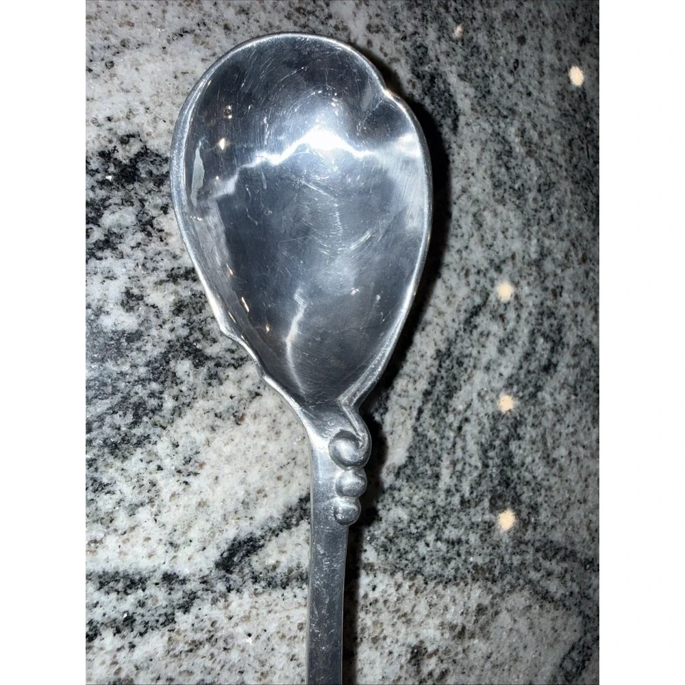 VINTAGE Cellini Craft Argental HAMMERED ALUMINUM SERVING SPOON 14.5